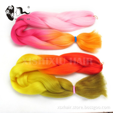 XIHIXIU HAIR colored synthetic braiding/hot pink synthetic braid/red braiding hair